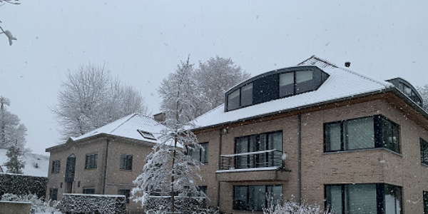 Besneeuwde daken kleiner